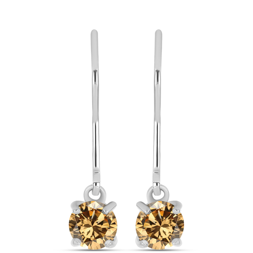 Cercei din Argint 925 ( 1.31 grame ) cu Moissanite Șampanie 0.88 Carate