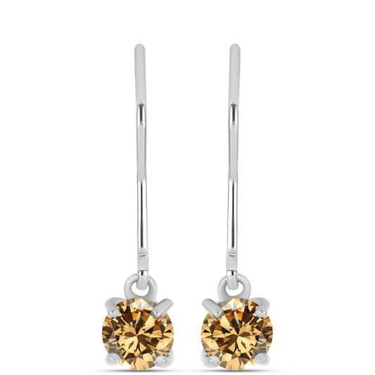 Cercei din Argint 925 ( 1.31 grame ) cu Moissanite Șampanie 0.88 Carate