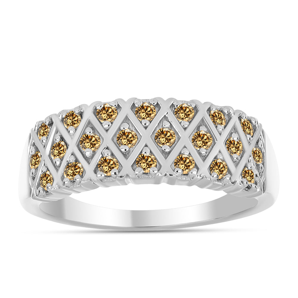 Inel din Argint 925 ( 4.2 grame ) cu Moissanite Șampanie 0.54 Carate 3 