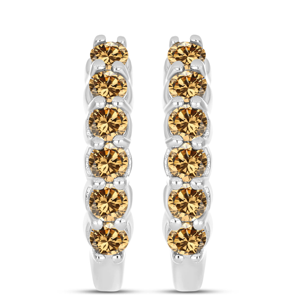 Cercei din Argint 925 ( 3.87 grame ) cu Moissanite Șampanie 0.75 Carate 1 