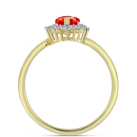 Inel din Argint 925 Placat cu Aur ( 2.77 grame ) cu Opal Etiopian Lega Dembi Roșu și Topaz Alb 0.96 Carate