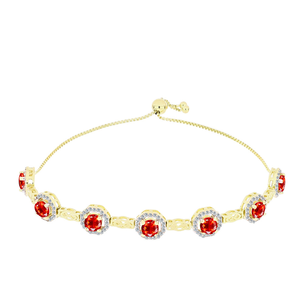 Brățară din Argint 925 Placat cu Aur ( 9.06 grame ) cu Opal Etiopian Lega Dembi Roșu și Topaz Alb 3.04 Carate