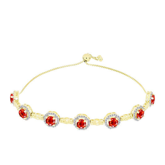 Brățară din Argint 925 Placat cu Aur ( 9.06 grame ) cu Opal Etiopian Lega Dembi Roșu și Topaz Alb 3.04 Carate