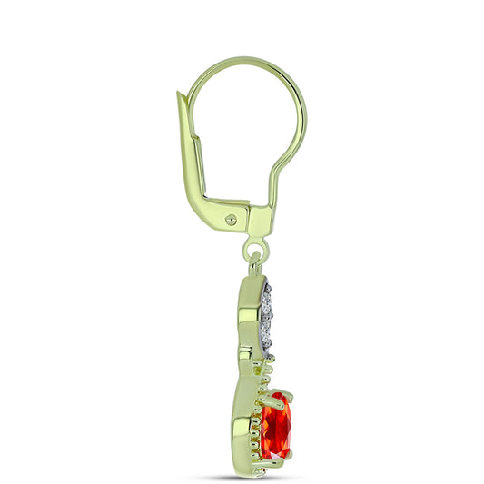 Cercei din Argint 925 Placat cu Aur ( 2.55 grame ) cu Opal Etiopian Lega Dembi Roșu și Topaz Alb 0.73 Carate