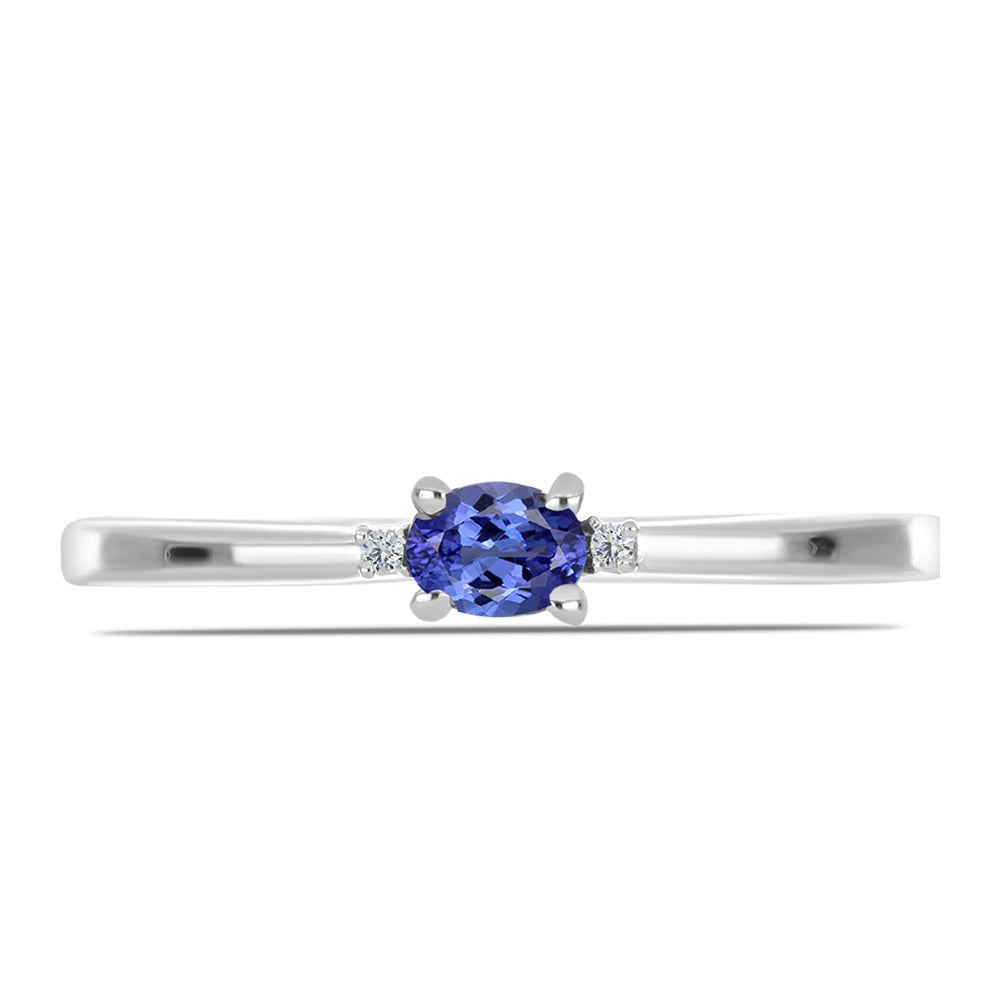 Inel din Argint 925 ( 1.29 grame ) cu Tanzanit AAA și Topaz Alb 0.18 Carate 1 