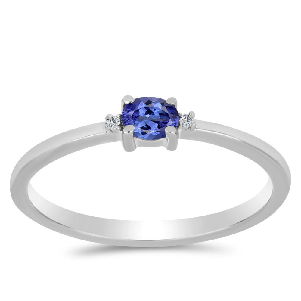 Inel din Argint 925 ( 1.29 grame ) cu Tanzanit AAA și Topaz Alb 0.18 Carate