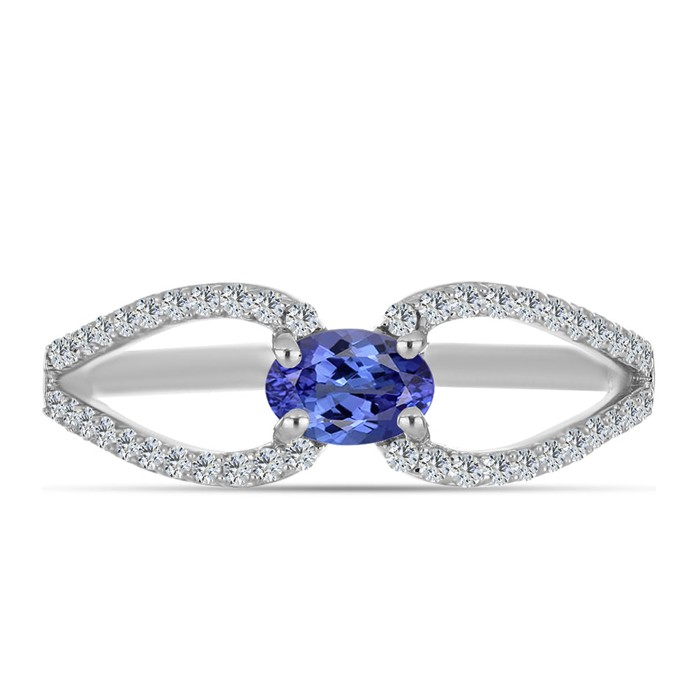Inel din Argint 925 ( 2.05 grame ) cu Tanzanit AAA și Topaz Alb 0.78 Carate 1 
