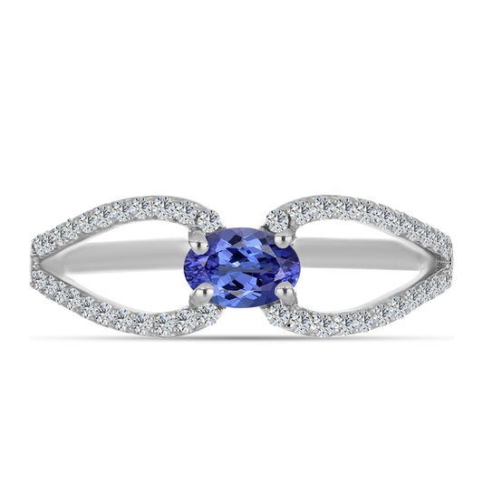 Inel din Argint 925 ( 2.05 grame ) cu Tanzanit AAA și Topaz Alb 0.78 Carate