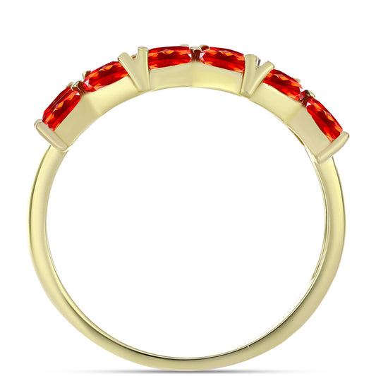 Inel din Argint 925 Placat cu Aur ( 3.39 grame ) cu Opal Etiopian Lega Dembi Roșu și Topaz Alb 1.31 Carate