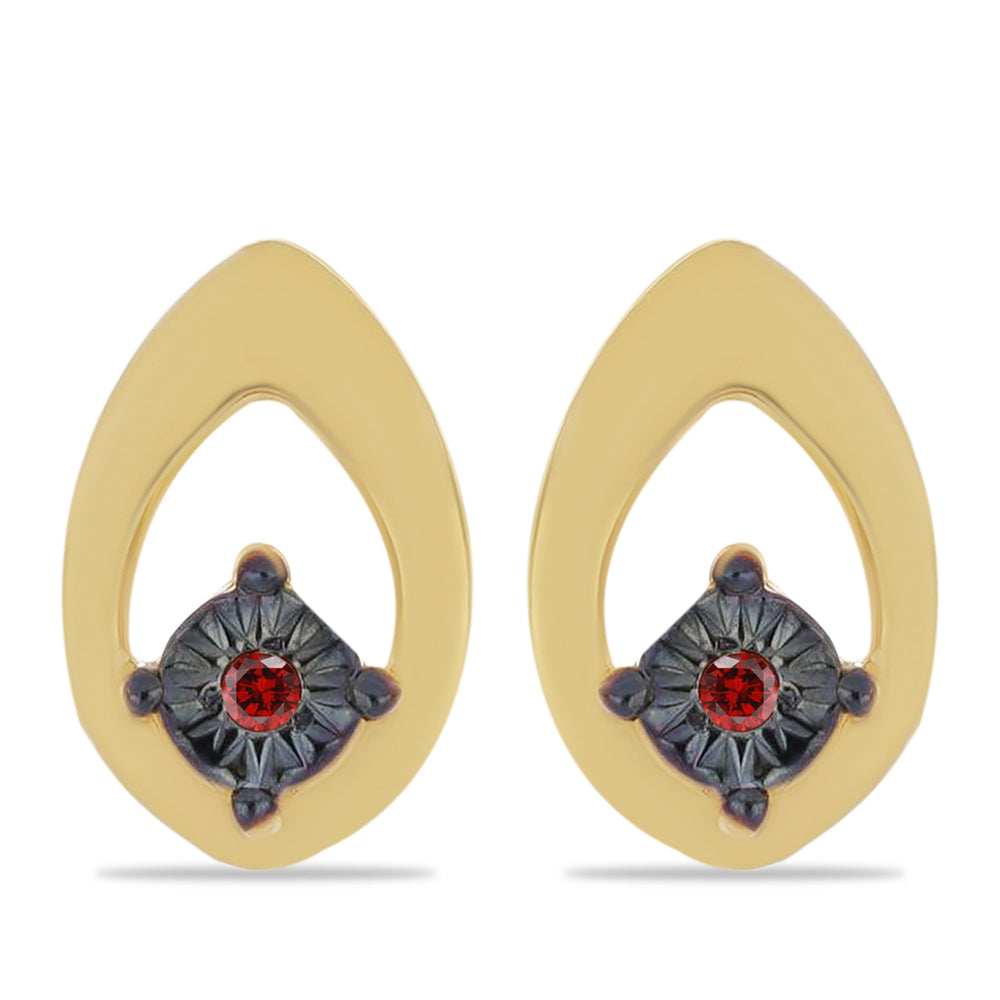 Cercei din Argint 925 Placat cu Aur ( 1.19 grame ) cu Diamant Roșu 0.01 Carate