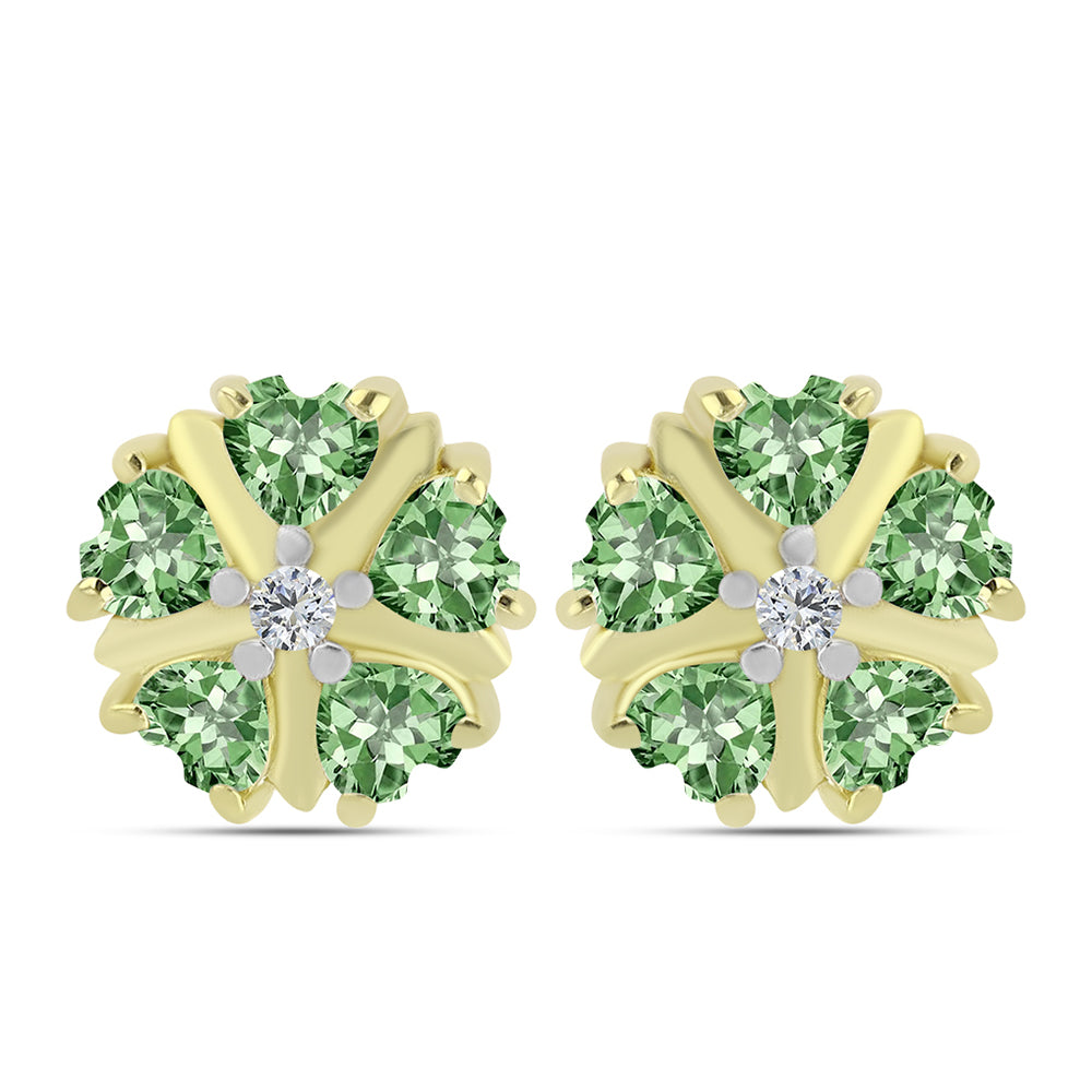 Cercei din Argint 925 Placat cu Aur ( 1.77 grame ) cu Ametist Verde și Topaz Alb 1.07 Carate 1 