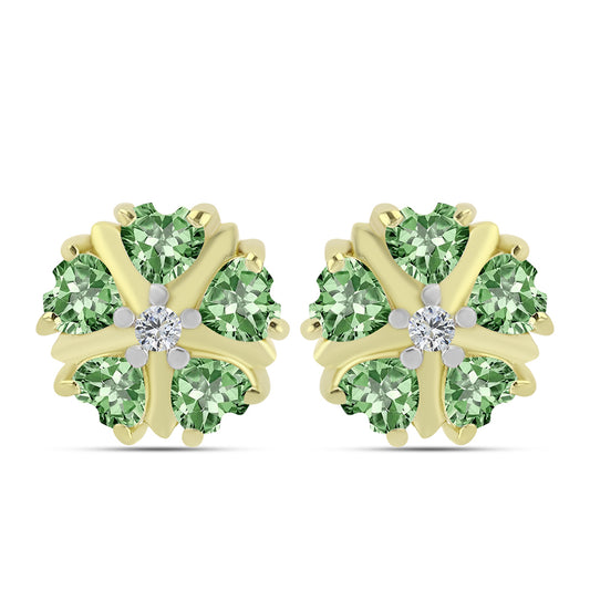 Cercei din Argint 925 Placat cu Aur ( 1.77 grame ) cu Ametist Verde și Topaz Alb 1.07 Carate