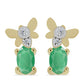Cercei din Argint 925 Placat cu Aur ( 1.17 grame ) cu Smarald Brazilian și Zircon Alb 0.45 Carate
