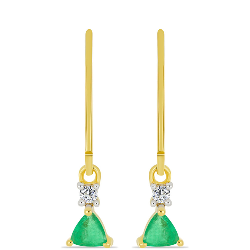 Cercei din Argint 925 Placat cu Aur ( 1.47 grame ) cu Smarald Brazilian și Zircon Alb 0.48 Carate