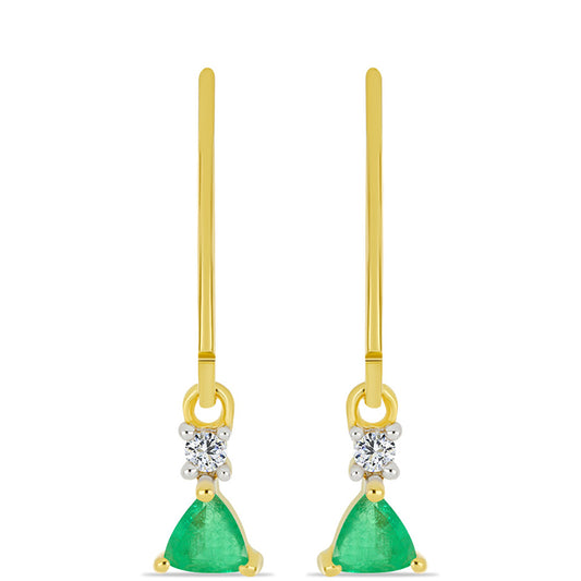 Cercei din Argint 925 Placat cu Aur ( 1.47 grame ) cu Smarald Brazilian și Zircon Alb 0.48 Carate