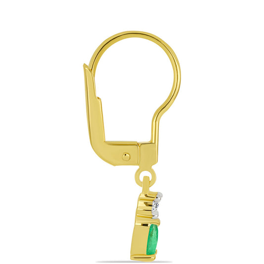 Cercei din Argint 925 Placat cu Aur ( 1.47 grame ) cu Smarald Brazilian și Zircon Alb 0.48 Carate