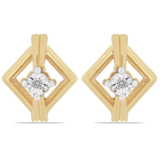 Cercei din Argint 925 Placat cu Aur ( 2.17 grame ) cu Diamant Alb 0.02 Carate