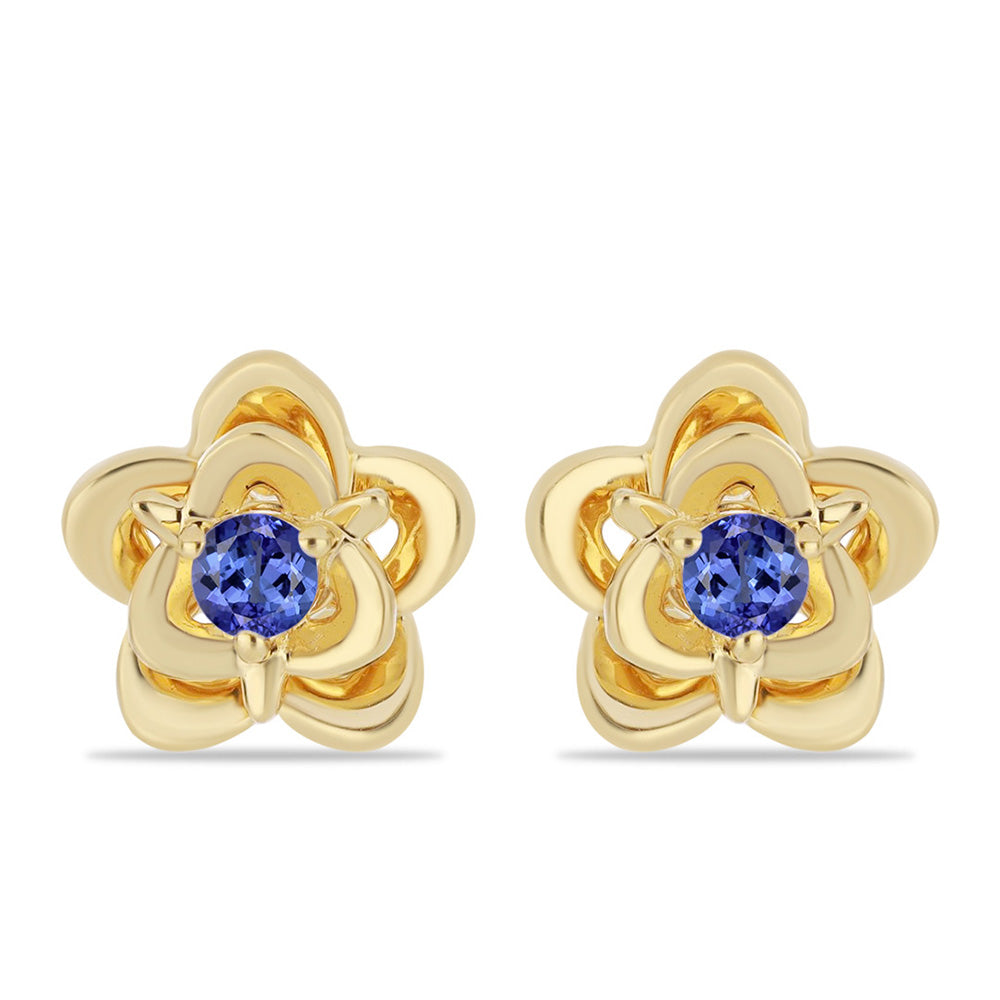 Cercei din Argint 925 Placat cu Aur ( 2.14 grame ) cu Tanzanit 0.26 Carate 1 