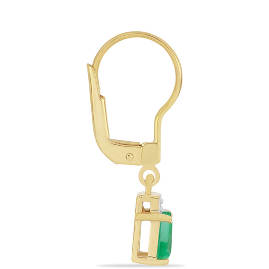 Cercei din Argint 925 Placat cu Aur ( 1.55 grame ) cu Smarald Brazilian și Zircon Alb 0.62 Carate