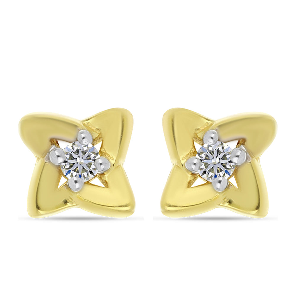 Cercei din Argint 925 Placat cu Aur ( 1.02 grame ) cu Diamant Alb 0.03 Carate 1 