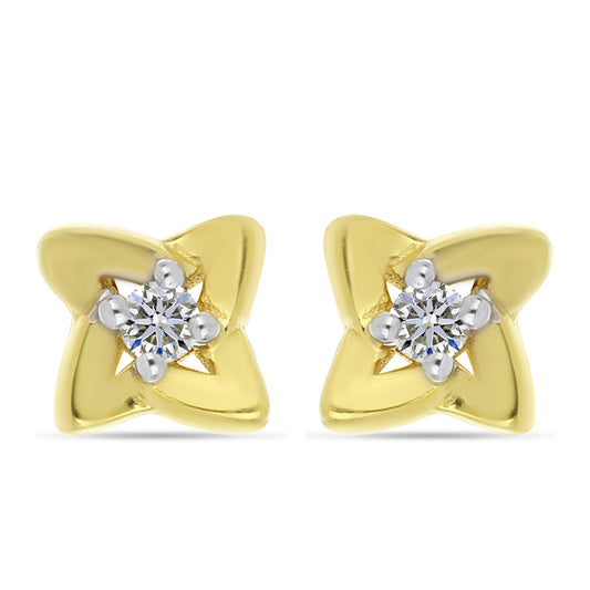 Cercei din Argint 925 Placat cu Aur ( 1.02 grame ) cu Diamant Alb 0.03 Carate