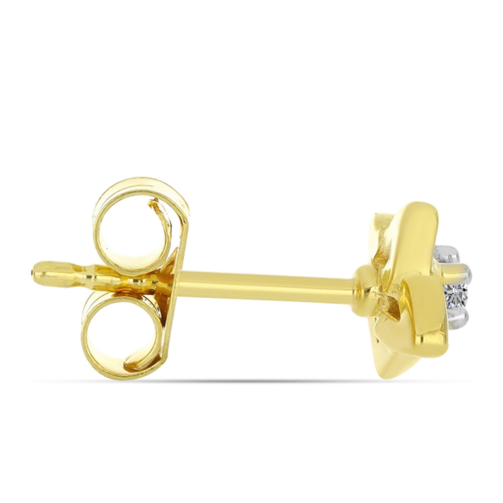 Cercei din Argint 925 Placat cu Aur ( 1.02 grame ) cu Diamant Alb 0.03 Carate 2 