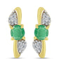 Cercei din Argint 925 Placat cu Aur ( 1.59 grame ) cu Smarald Brazilian și Zircon Alb Natural 0.63 Carate