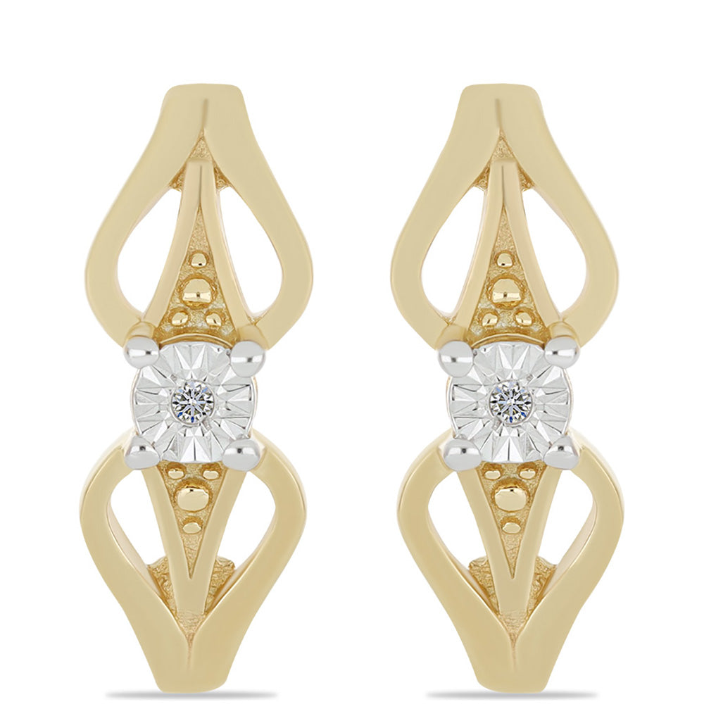 Cercei din Argint 925 Placat cu Aur ( 2.88 grame ) cu Diamant Alb 0.01 Carate