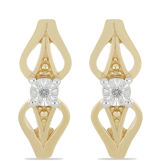 Cercei din Argint 925 Placat cu Aur ( 2.88 grame ) cu Diamant Alb 0.01 Carate