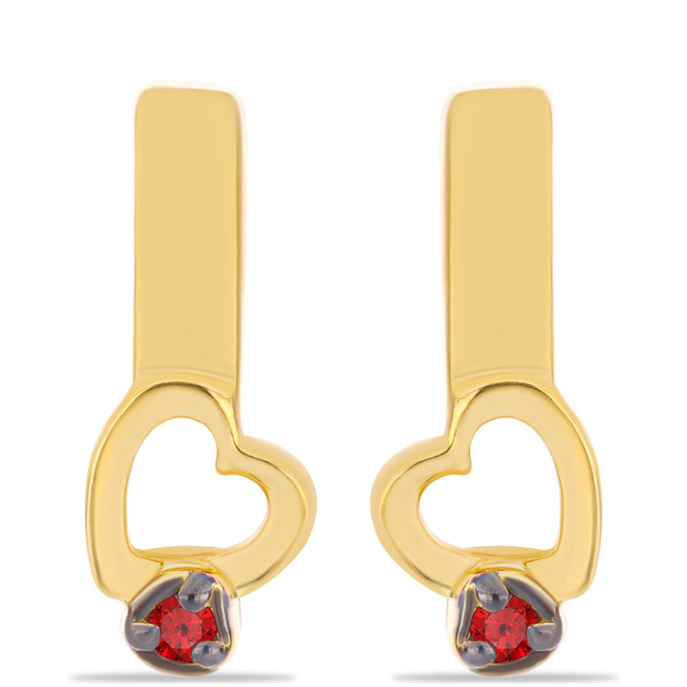 Cercei din Argint 925 Placat cu Aur ( 2.09 grame ) cu Diamant Roșu 0.02 Carate