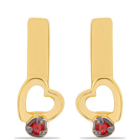 Cercei din Argint 925 Placat cu Aur ( 2.09 grame ) cu Diamant Roșu 0.02 Carate