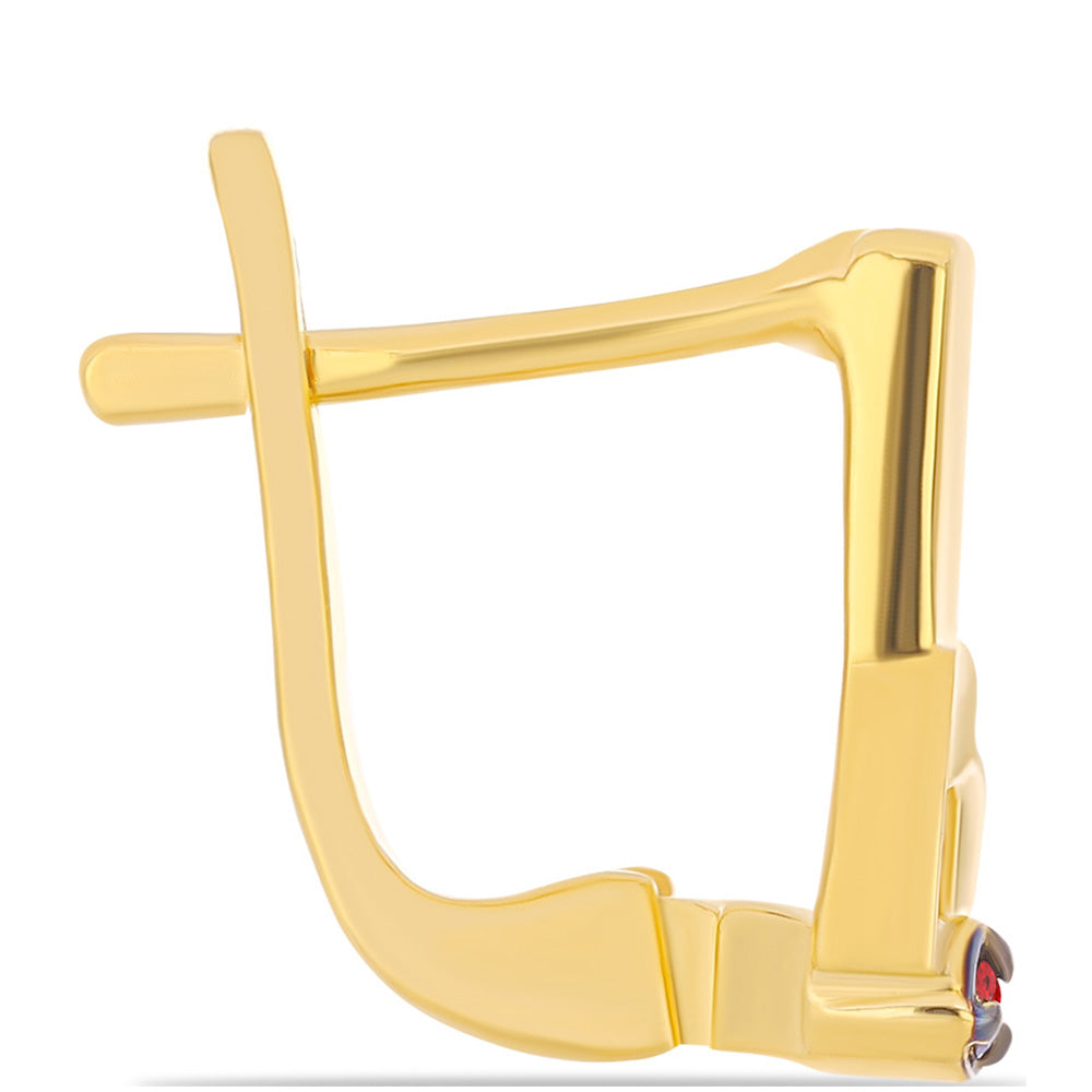 Cercei din Argint 925 Placat cu Aur ( 2.09 grame ) cu Diamant Roșu 0.02 Carate