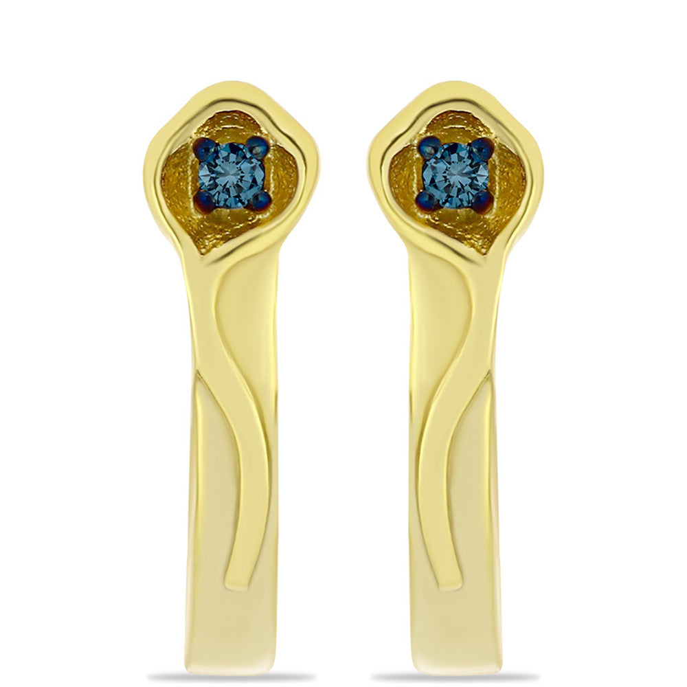 Cercei din Argint 925 Placat cu Aur ( 2.03 grame ) cu Diamant Albastru 0.03 Carate 1 