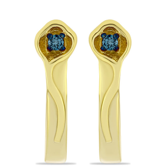 Cercei din Argint 925 Placat cu Aur ( 2.03 grame ) cu Diamant Albastru 0.03 Carate