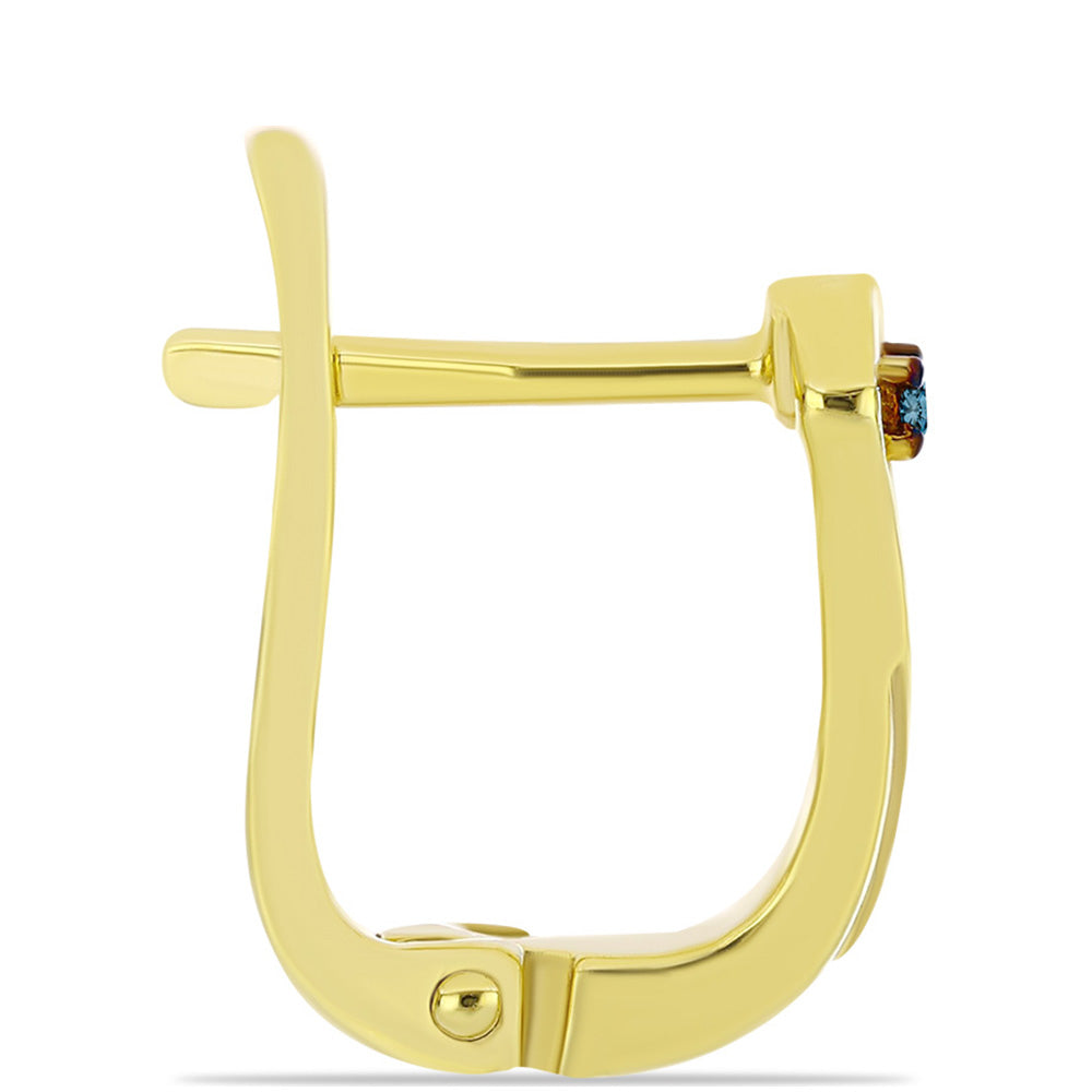 Cercei din Argint 925 Placat cu Aur ( 2.03 grame ) cu Diamant Albastru 0.03 Carate