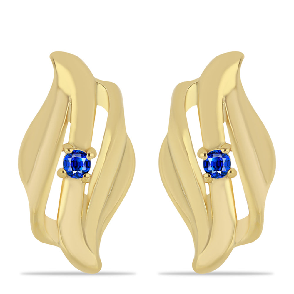 Cercei din Argint 925 Placat cu Aur ( 4.05 grame ) cu Safir Albastru Australian 0.12 Carate 1 