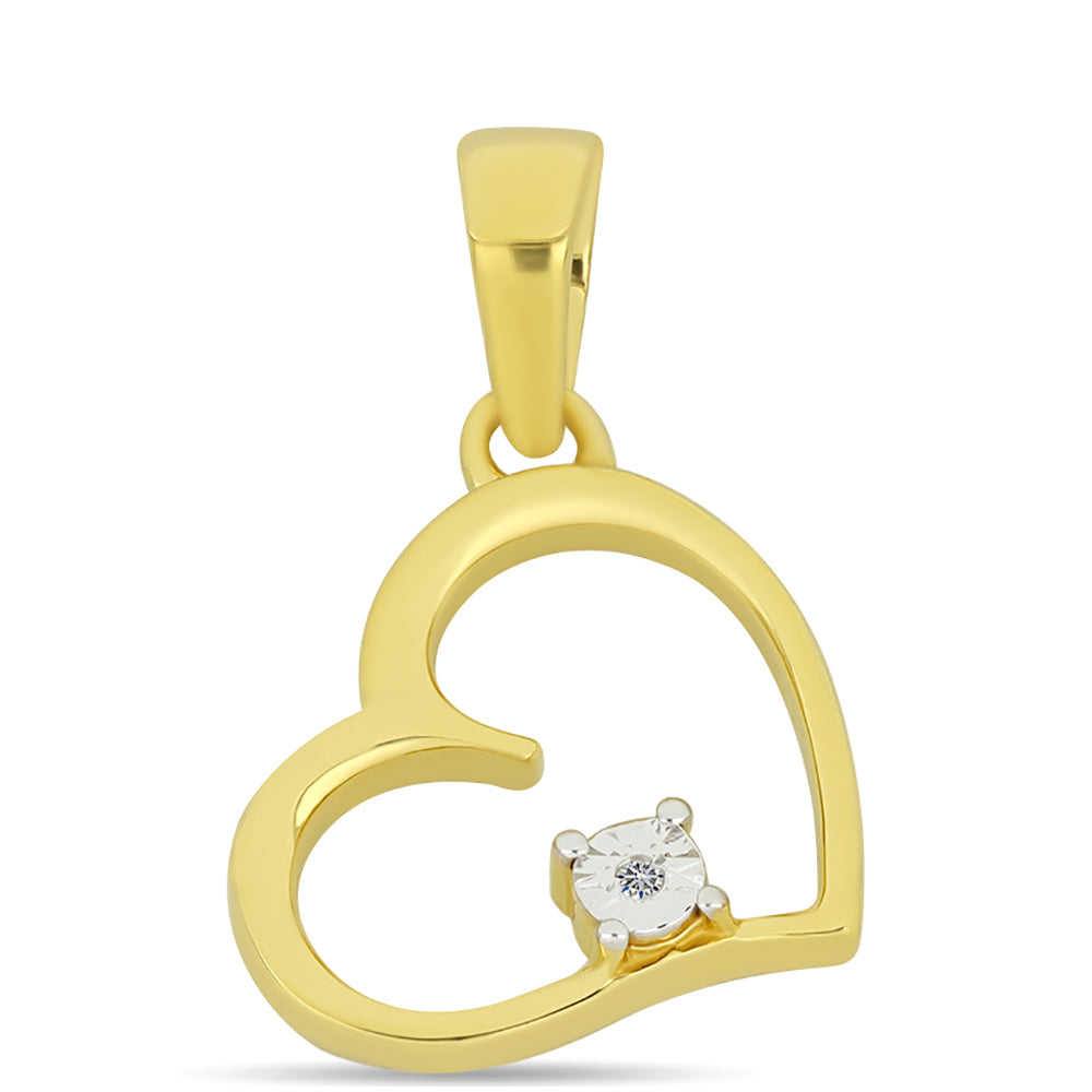 Pandantiv din Argint 925 Placat cu Aur ( 1.61 grame ) cu Diamant Alb 0.01 Carate 1 