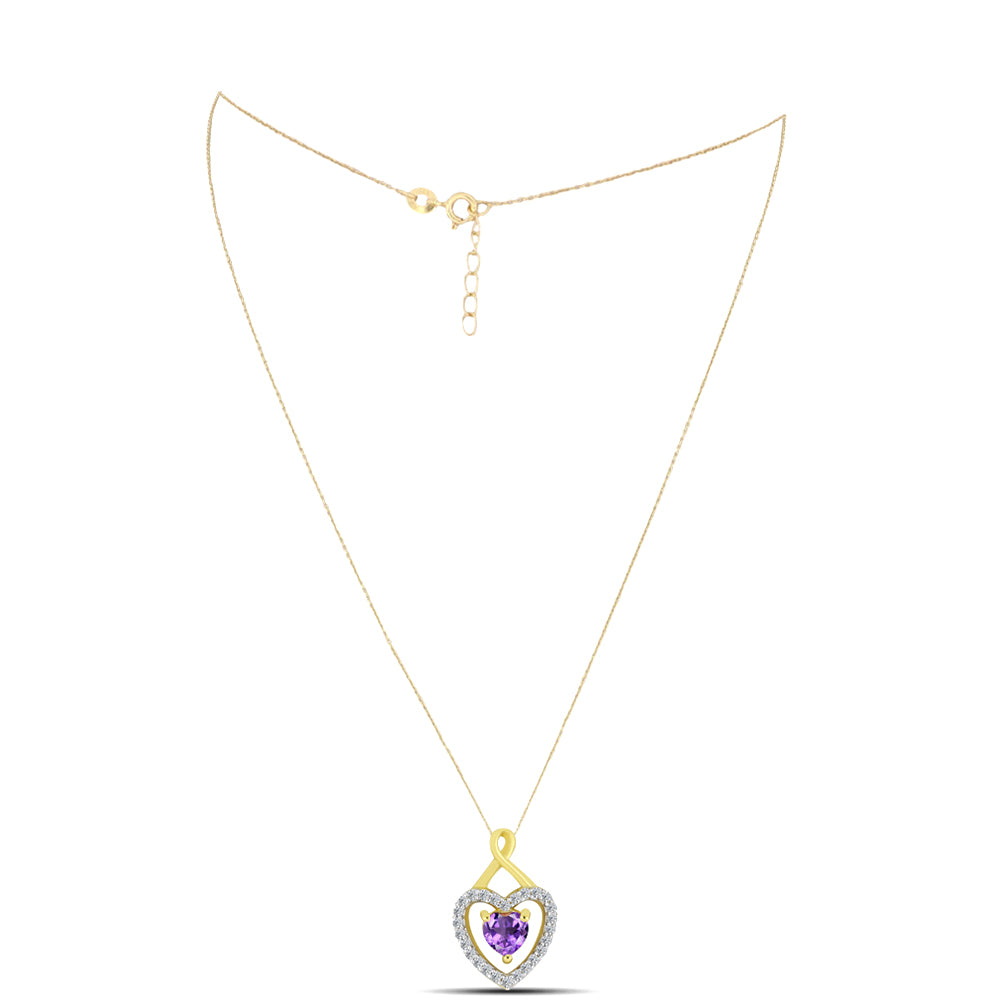 Colier din Argint 925 Placat cu Aur ( 2.38 grame ) cu Ametist Marocan și Zircon Alb 0.65 Carate
