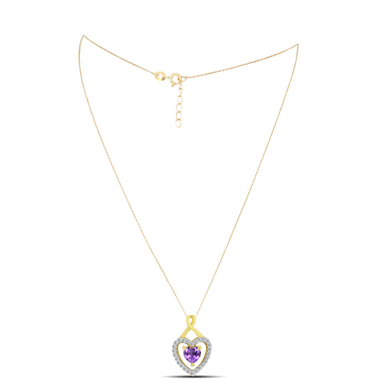 Colier din Argint 925 Placat cu Aur ( 2.38 grame ) cu Ametist Marocan și Zircon Alb 0.65 Carate