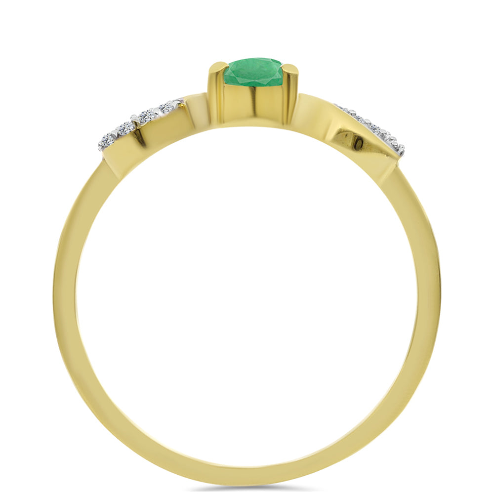 Inel din Argint 925 Placat cu Aur ( 1.52 grame ) cu Smarald Brazilian și Zircon Alb 0.45 Carate