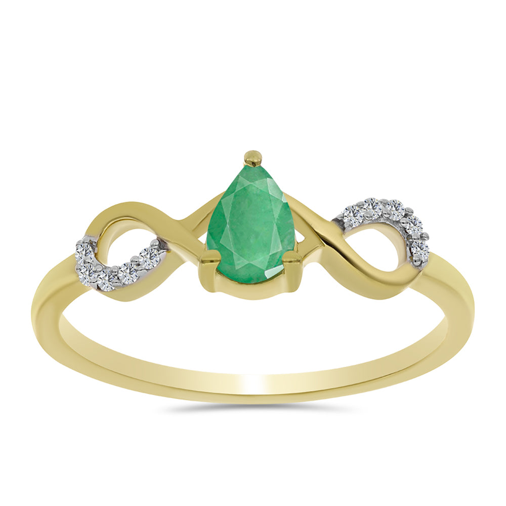 Inel din Argint 925 Placat cu Aur ( 1.52 grame ) cu Smarald Brazilian și Zircon Alb 0.45 Carate