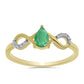 Inel din Argint 925 Placat cu Aur ( 1.52 grame ) cu Smarald Brazilian și Zircon Alb 0.45 Carate