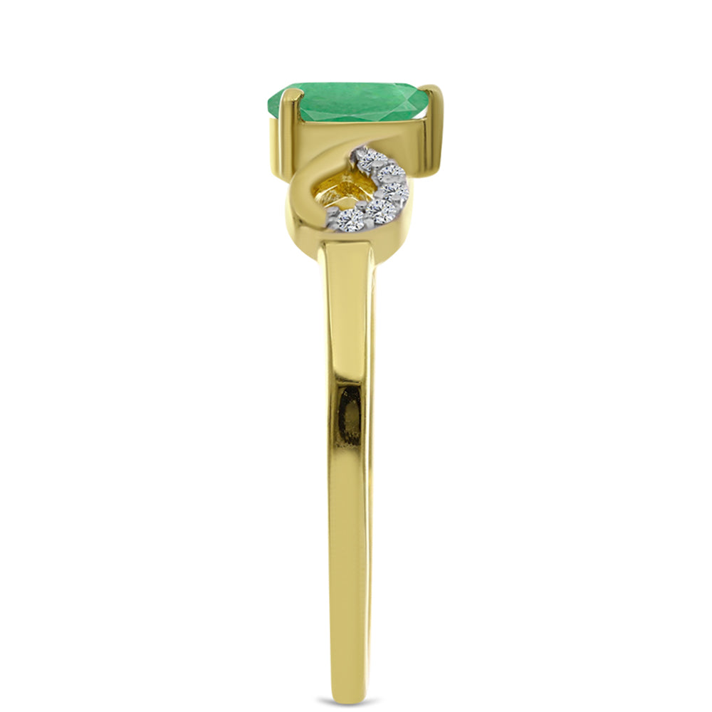 Inel din Argint 925 Placat cu Aur ( 1.52 grame ) cu Smarald Brazilian și Zircon Alb 0.45 Carate 4 