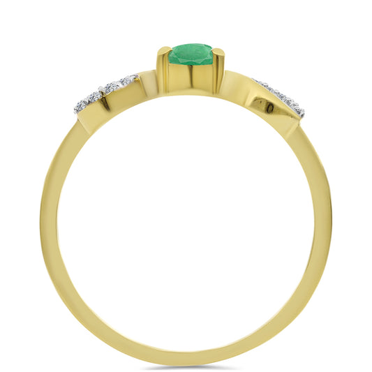 Inel din Argint 925 Placat cu Aur ( 1.53 grame ) cu Smarald Brazilian și Zircon Alb 0.45 Carate