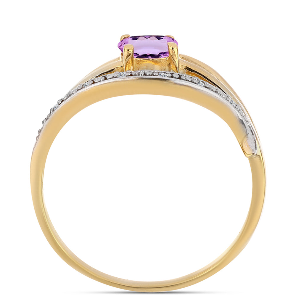 Inel din Argint 925 Placat cu Aur ( 2.72 grame ) cu Ametist Rose de France și Topaz Alb 0.46 Carate 2 