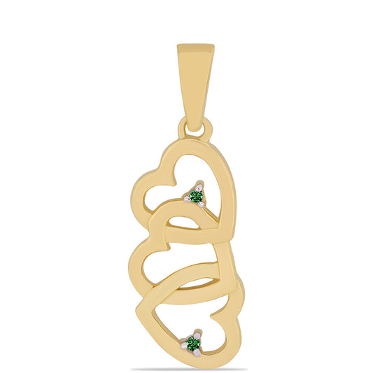 Pandantiv din Argint 925 Placat cu Aur ( 1.82 grame ) cu Diamant Verde 0.01 Carate