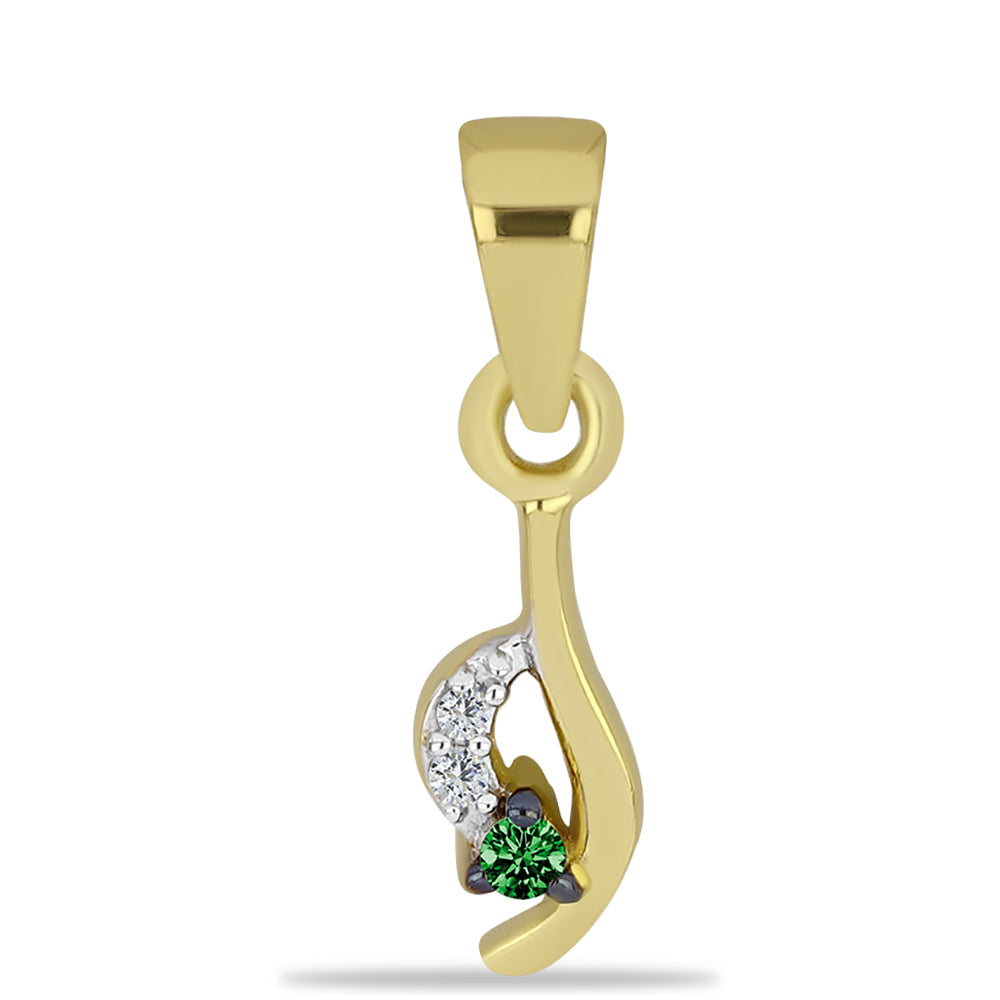Pandantiv din Argint 925 Placat cu Aur ( 0.33 grame ) cu Diamant Verde și Zircon Alb 0.04 Carate 1 