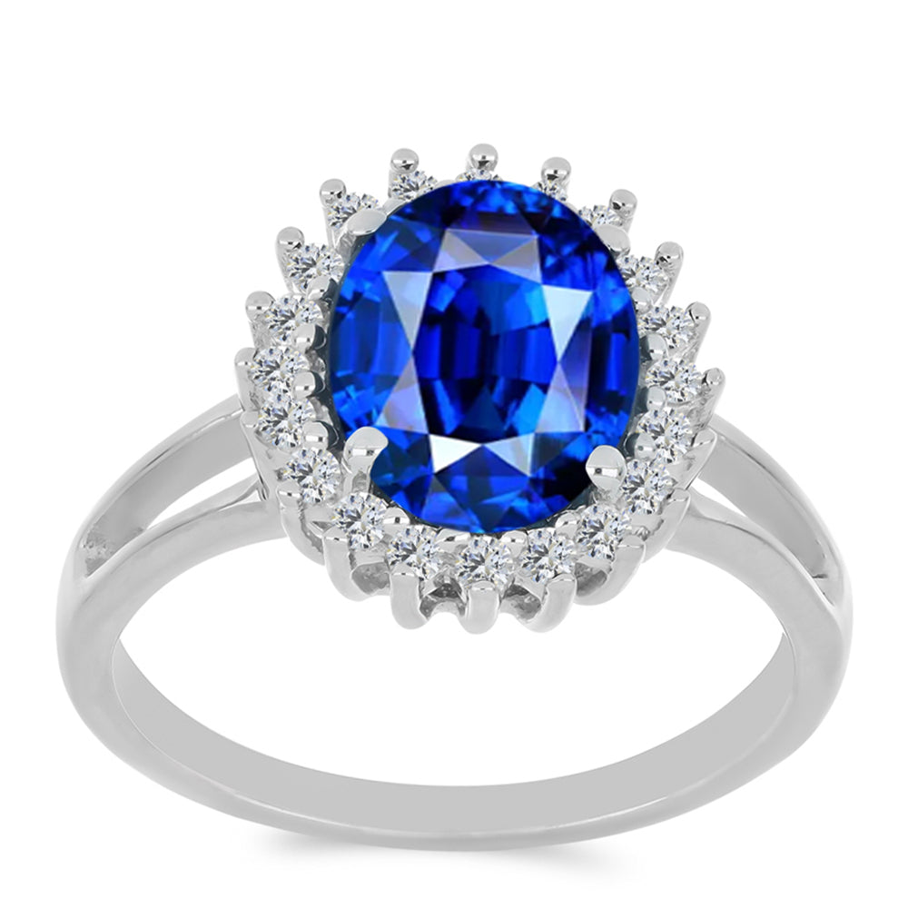 Inel din Argint 925 ( 2.71 grame ) cu Safir Sintetic și Zircon Alb 2.35 Carate