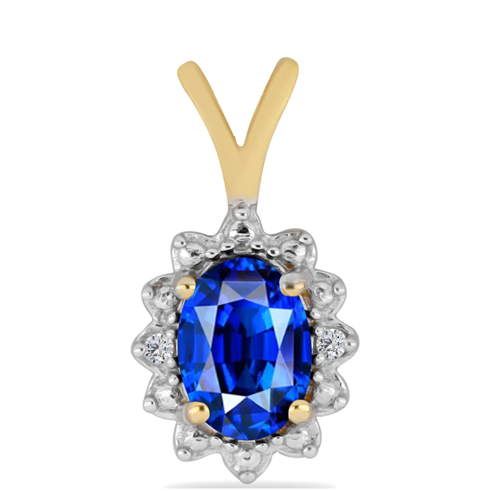 Pandantiv din Argint 925 Placat cu Aur ( 0.65 grame ) cu Safir Albastru Australian și Zircon Alb 1.15 Carate
