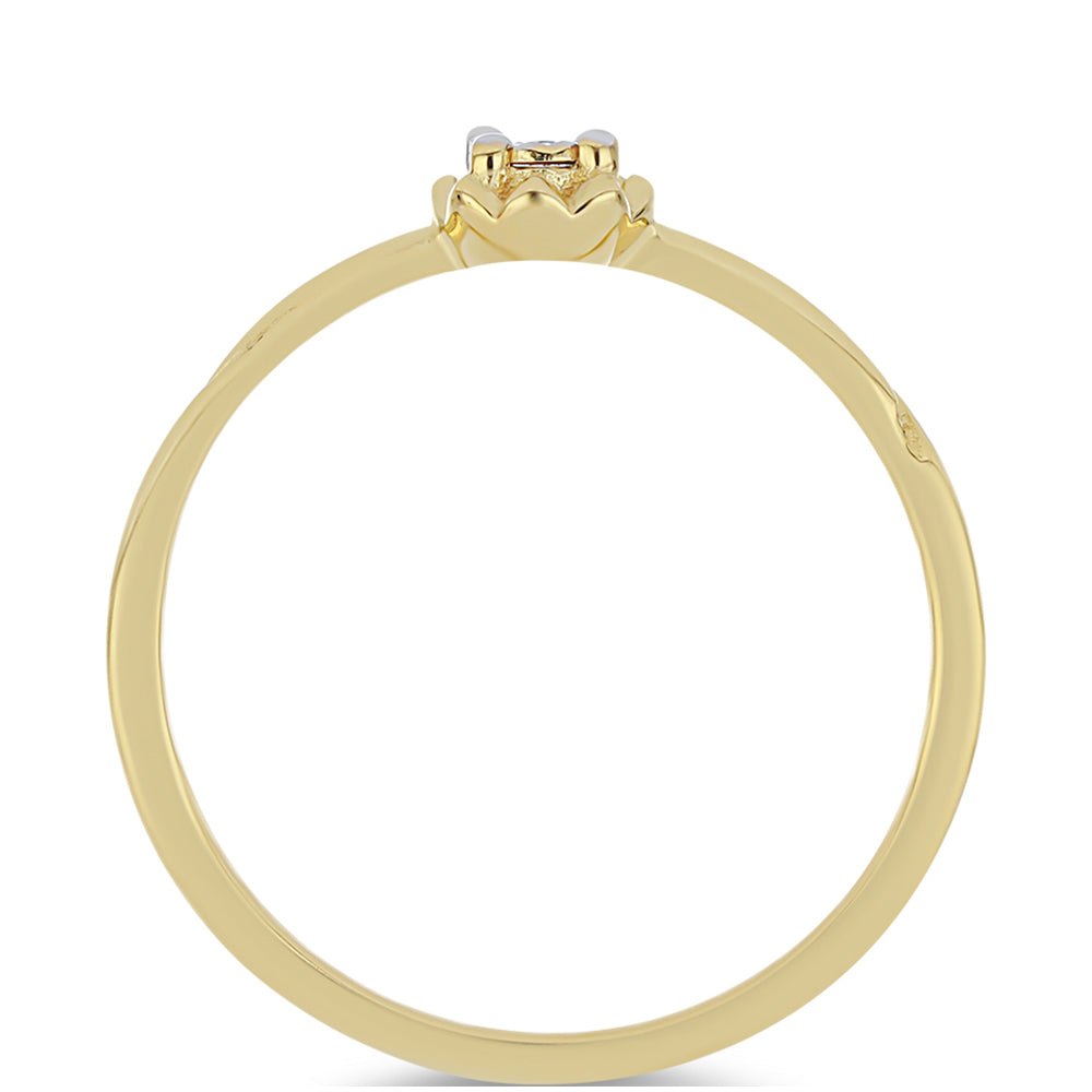 Inel din Argint 925 Placat cu Aur ( 1.17 grame ) cu Diamant Alb 0.01 Carate 2 